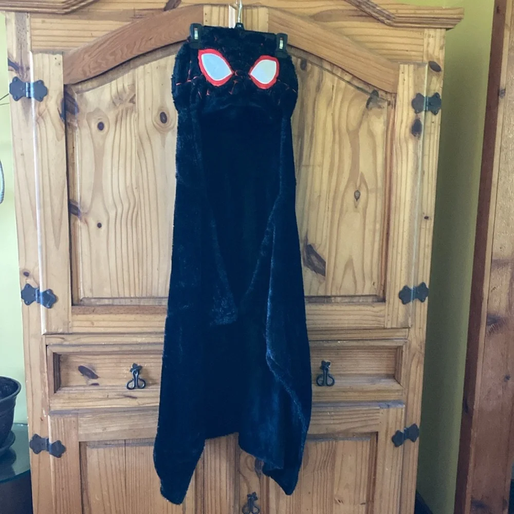 Spider-Man black red one piece hooded robe towel - one size